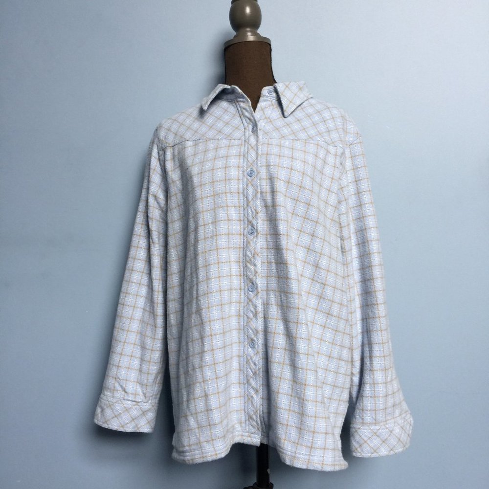 Denim & Co Plaid Fleece-Lined Button-Up